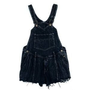 GUC Guess By Marciano Acid Wash Black Denim Shortalls Size 1 VINTAGE Y2K